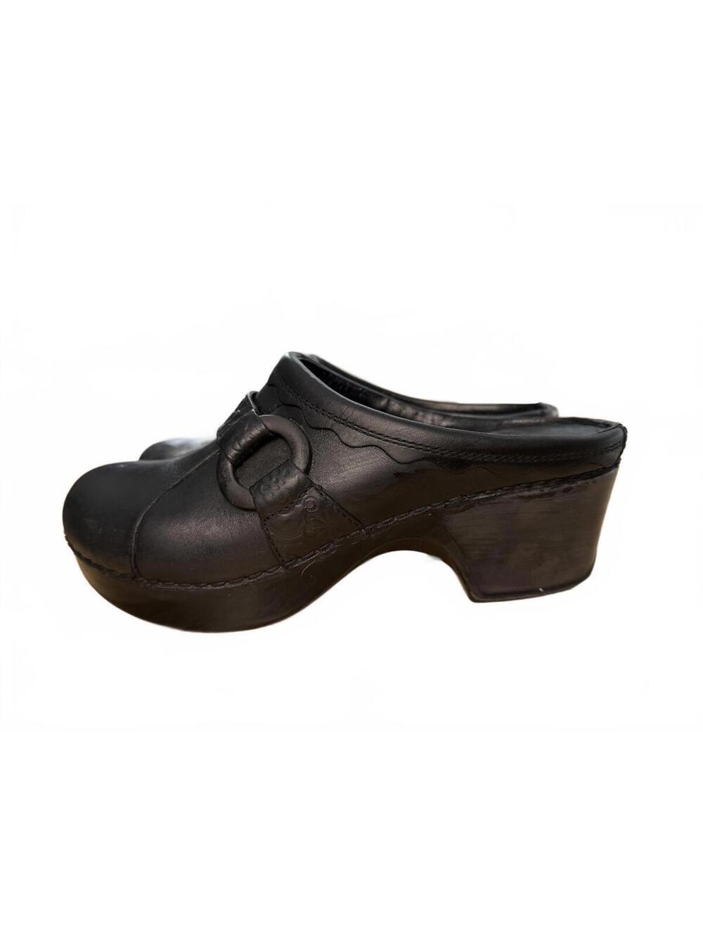 Dansko Tamara Leather Clogs Size 7.5-8 Black Slip On Mules Boho Festival Dressy